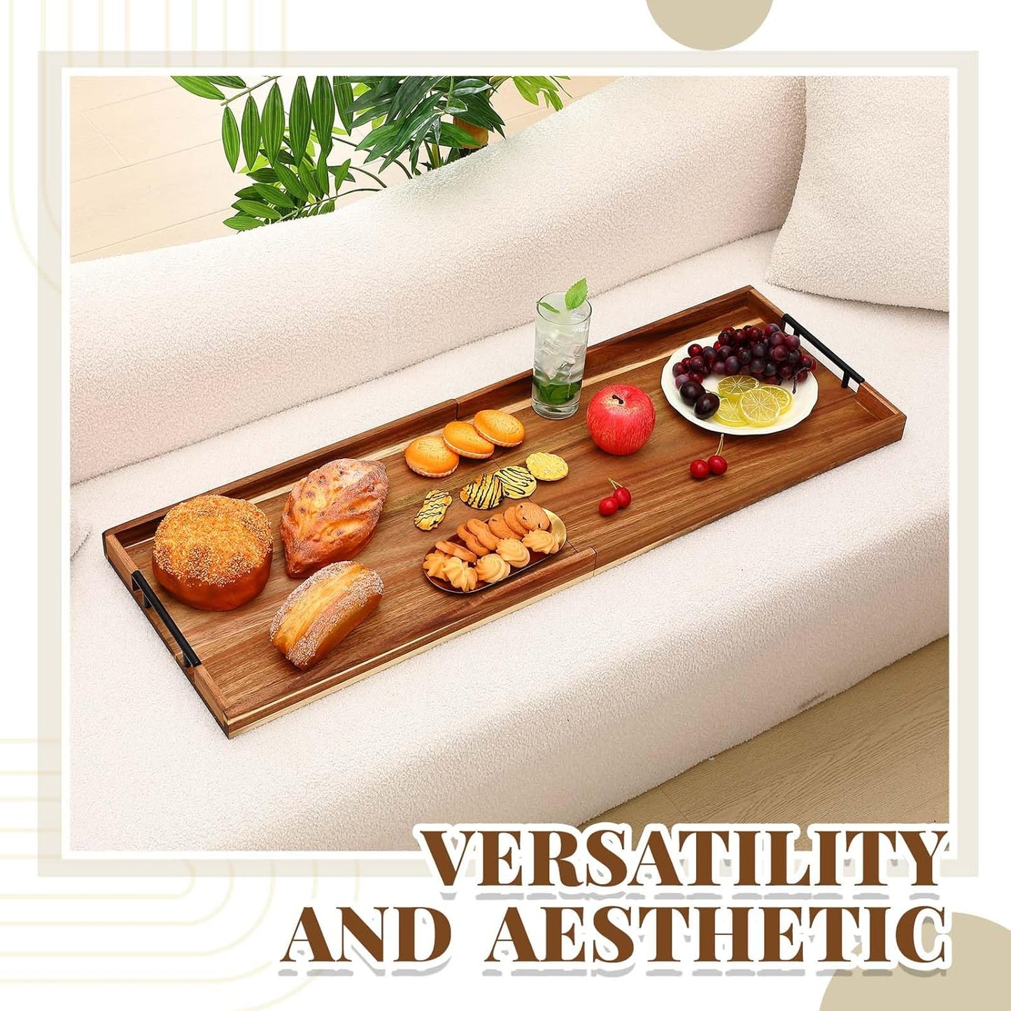 Teenyyou 32 x 18 Large Acacia Wood Cutting Boards for Kitchen Wooden Cutting Board with Juice Groove Extra Large Serving Platter Carving Tray for Meat Cheese(Black)