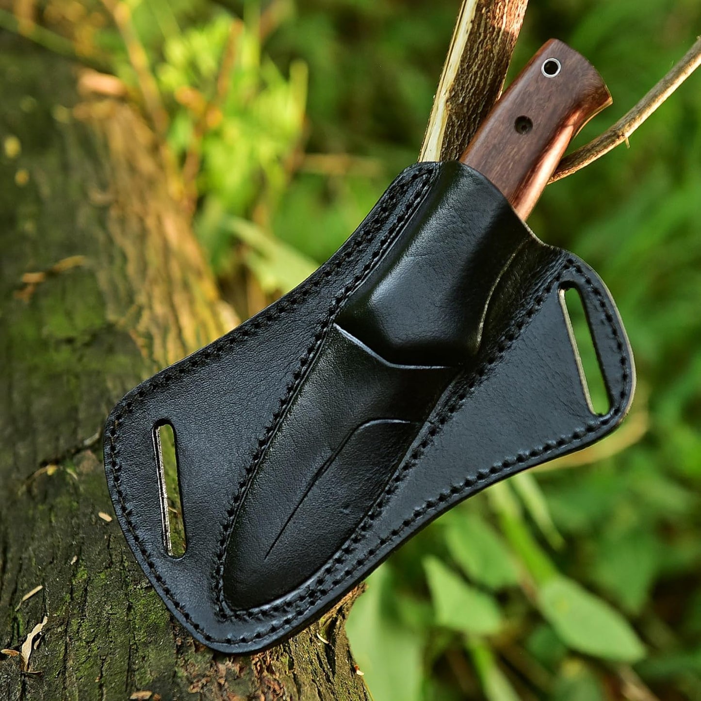 Fixed Blade Hunting Forged Tracker Knife - 8 Inches Carbon Steel Razor Sharp Blade Full Tang Bushcraft Knives with Premium Leather Belt Sheath. Used For Hunting Outdoor Camping, Hiking, Skining Knife.