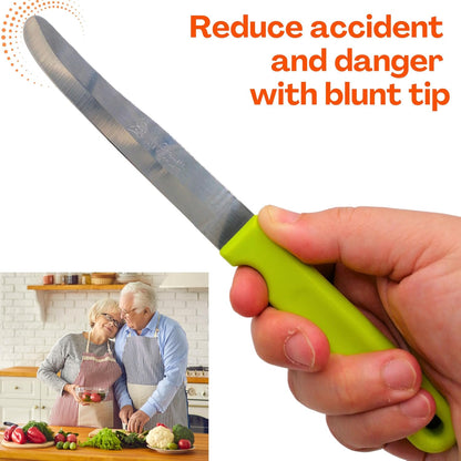 Round Tip Knife, Blunt Knife, Rounded Tip Knives for Cutting Fruit and Vegetable, Smooth Sharp Blade, Safety Knifes (Yellow)