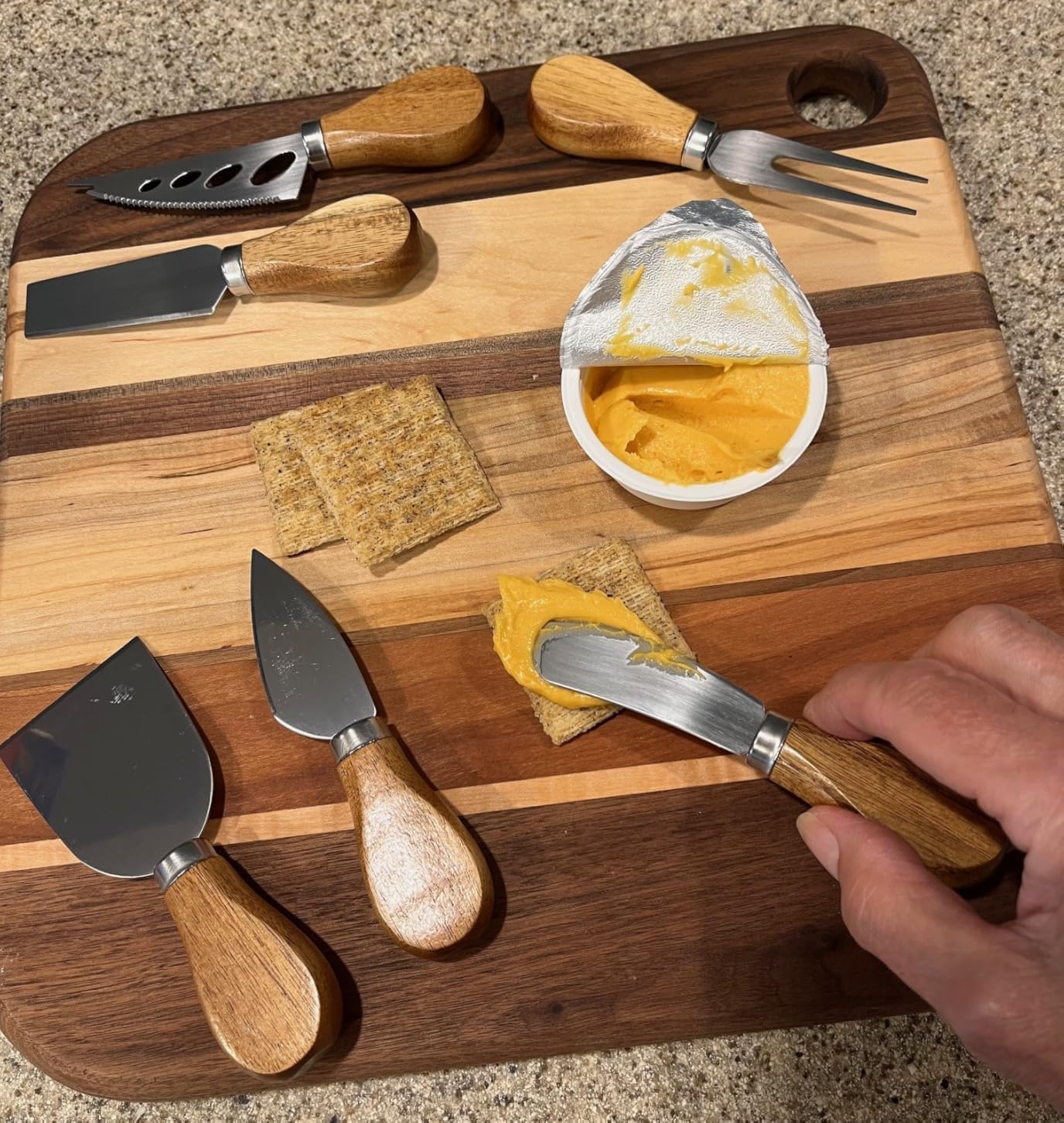 6 Pieces Cheese Knife Set,Cheese Knives Wood Handle Stainless Steel Cheese Slicer Cutter Fork Spreading Cheese Knife Gift Set of 6 Charcuterie Board Accessories for Party Wedding Christmas