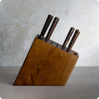 Shun Kanso 5 Piece Block Set, Includes 3.5” Paring, 7” Santoku, 6” Utility Knives and More, Handcrafted Japanese Knife Set, AUS10A Stainless Steel Blades, Tagayasan Handles