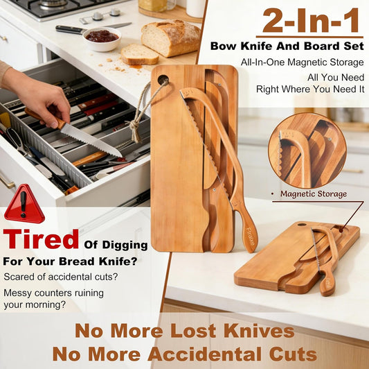 Sourdough Bread Slicer | Bread Cutting Board | 420 Stainless Steel Blade with Magnetic Backing for Easy Storage | Measurement Markings | For Sourdough Bread, Bagel | Ideal for Baking Enthusiasts