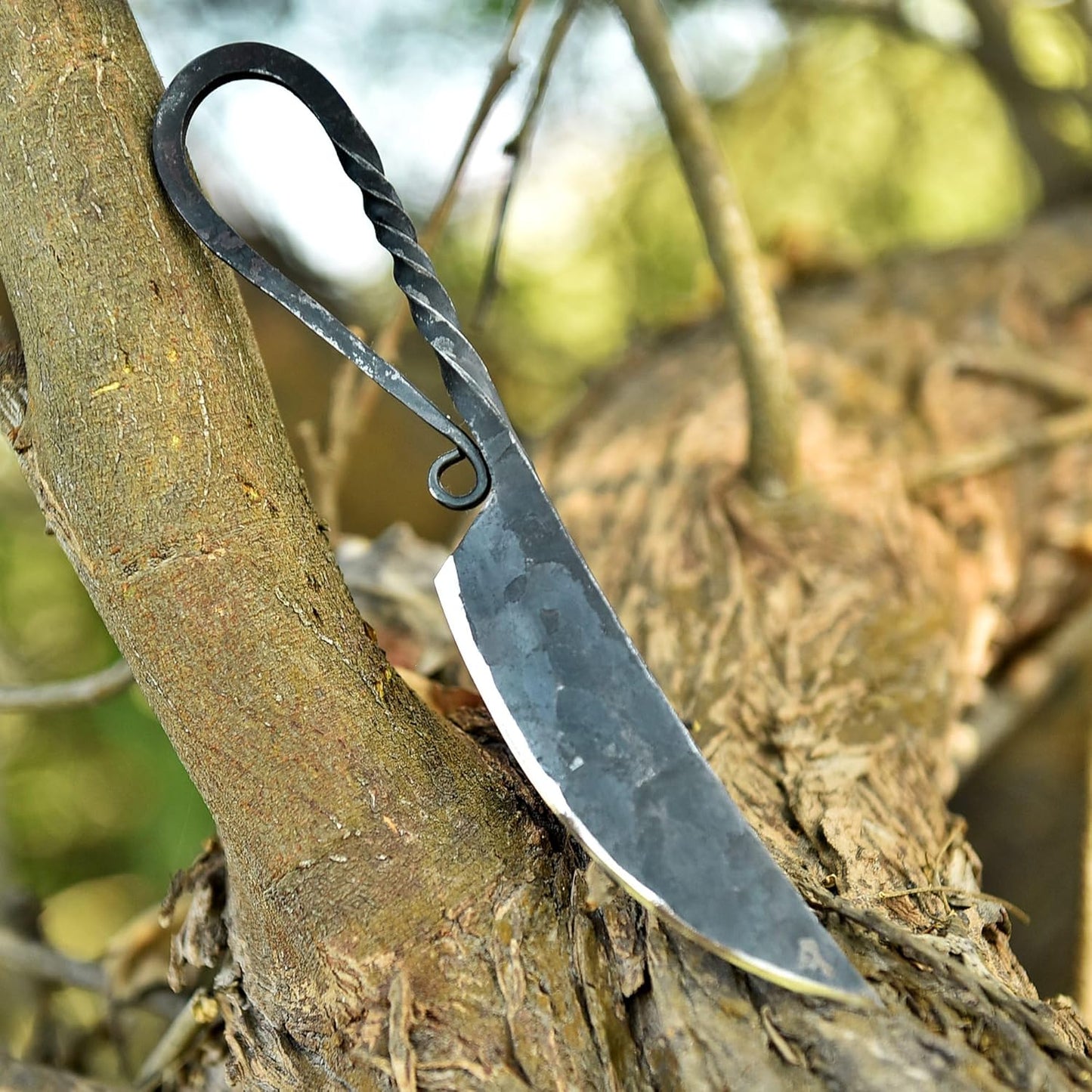 Fixed Blade Hunting Forged Tracker Knife - 8 Inches Carbon Steel Razor Sharp Blade Full Tang Bushcraft Knives with Premium Leather Belt Sheath. Used For Hunting Outdoor Camping, Hiking, Skining Knife.