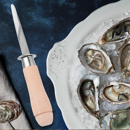 Oyster Knife, Oyster Shucking Knife with Wooden Handle Oyster Opener Tool for Seafood