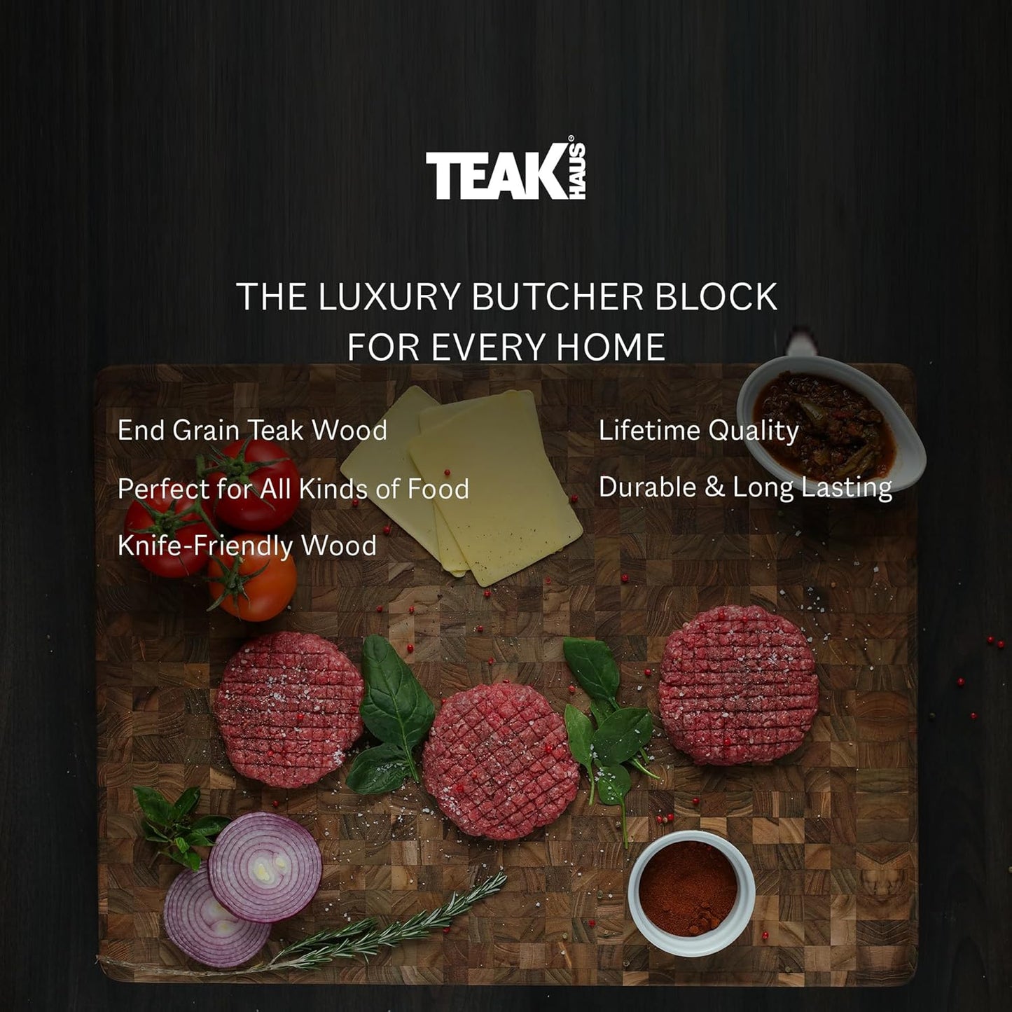 Teakhaus Butcher Block Cutting Board - Large Wooden Cutting Board - Holiday Gift Ideas for Men and Women - Gift-Ready End Grain Wood, Knife Friendly - FSC Certified