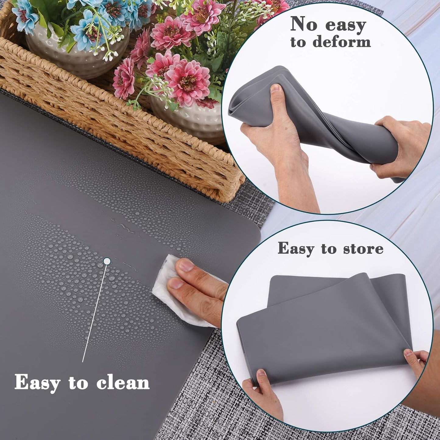 Gartful Extra Large Transparent Silicone Mat, Countertop Protector, 25.2 x 17.7 inches Silicone Sheet for Crafts Resin Jewelry Casting Mat Pad Nonstick Table Placemat