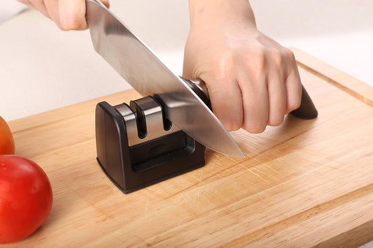 Ergo Chef Fastedge 2 Stage Knife Sharpener, Tabletop Kitchen Knife Sharpener, Tungsten Carbide and Ceramic Inserts, Black