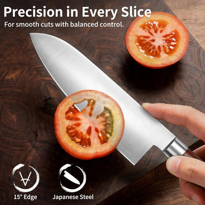 6.7 Inch Santoku Knife, Made in Japan, High Carbon Molybdenum Stainless Steel Japanese Chef Knife with Sakura Handle, Kitchen Knife for Slicing Meat, Vegetable & Fruit
