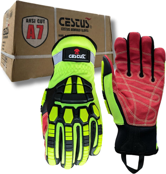 Cestus 3207, Impact Gloves, Coarse Grit Palm, ANSI Cut A7 (1,3,10,50 Pairs)