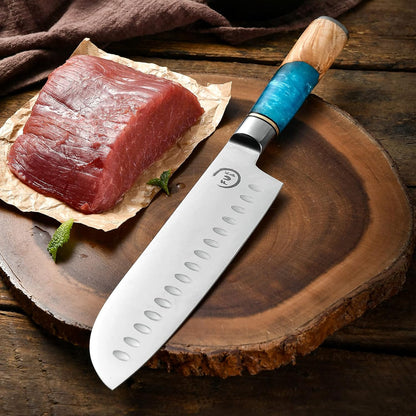 5 Inch Kitchen Utility Knife, Damascus Paring Knives,Japanese VG10 Steel Damascus Fruit Knife-Ergonomic Blue Resin Handle Ideal Birthday Gift for Men and Women