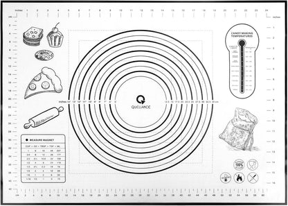 Silicone Pastry Baking Mat Dough - 16x24Inch Large Non Stick Slip Cookie Bread Rolling Mats Sheet, Kitchen Counter Kneading Cooking Board Pad Matt with Measurement for Pie Pizza Cookies Fondant Making