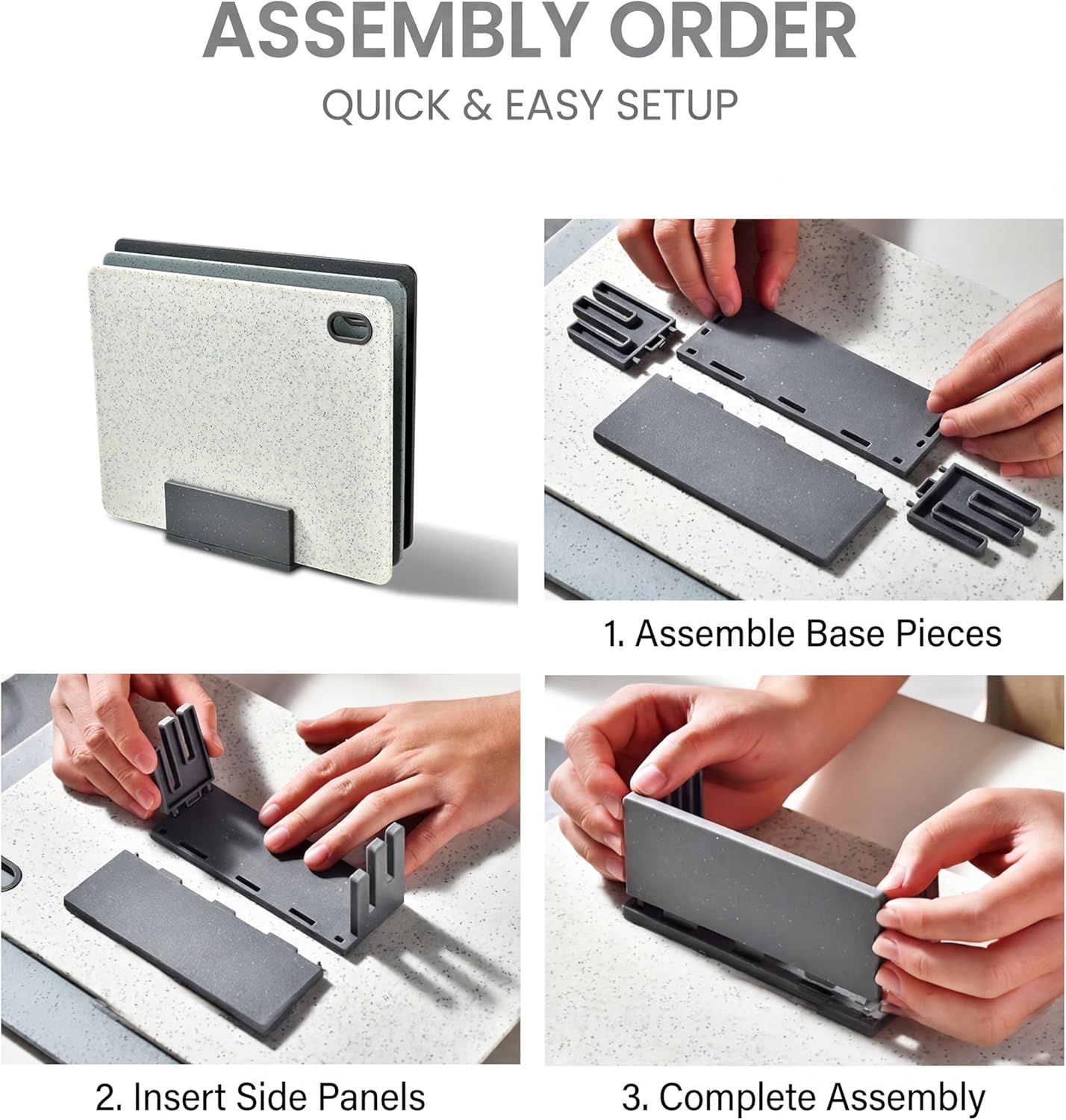Cutting Boards for Kitchen, BPA-Free Plastic Cutting Boards Set of 3, Reversible, Non-Slip, Dishwasher Safe, Color-Coded for Meat, Vegetables & Fruit, Stone White, Grey & Dark Grey