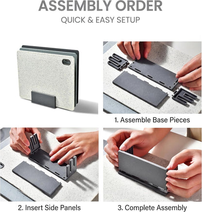 Cutting Boards for Kitchen, BPA-Free Plastic Cutting Boards Set of 3, Reversible, Non-Slip, Dishwasher Safe, Color-Coded for Meat, Vegetables & Fruit, Stone White, Grey & Dark Grey