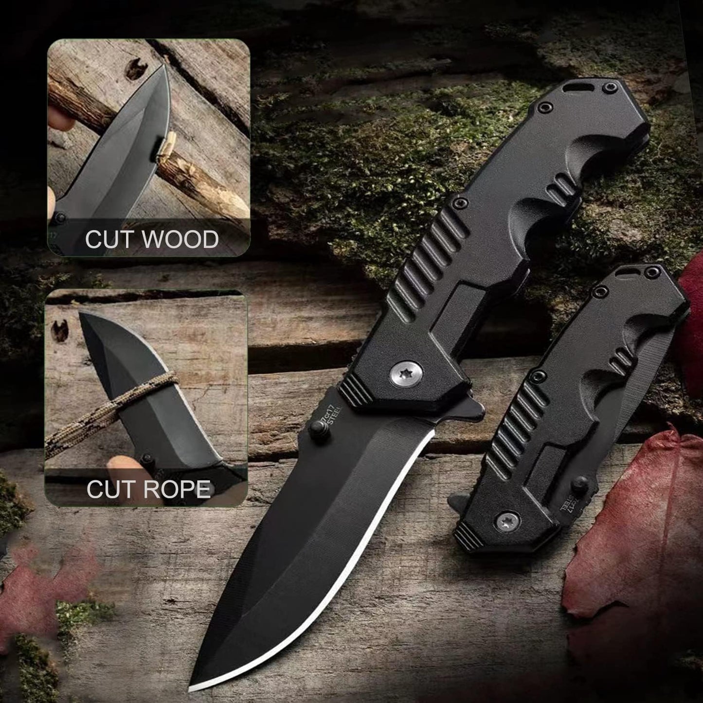 Pocket Knife for Men, Folding Knife with Clip, EDC Pocket Knives with Flipper Open and Liner Lock, Sharp Tactical Knife for Outdoor Survival Camping Hunting Fishing, Cool Knifes for Dad, Mens Gift