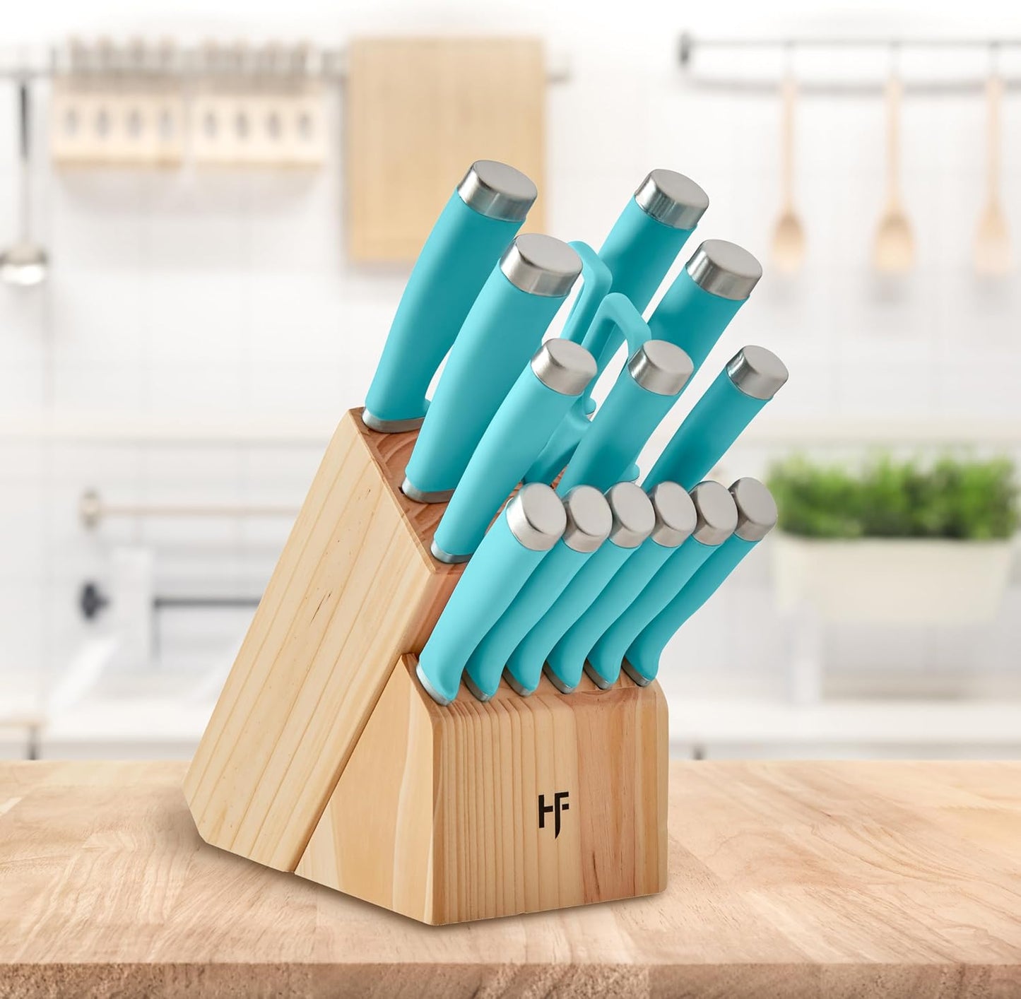 Hampton Forge Silverware Set, Epicure Bread Knives 2 Piece, Stainless Steel Material, Hand Wash, Kitchen Utensils, Cutlery Set, Kitchen Knives, Blade Guards, Slip Resistant (Black/Silver, 2 Pieces)