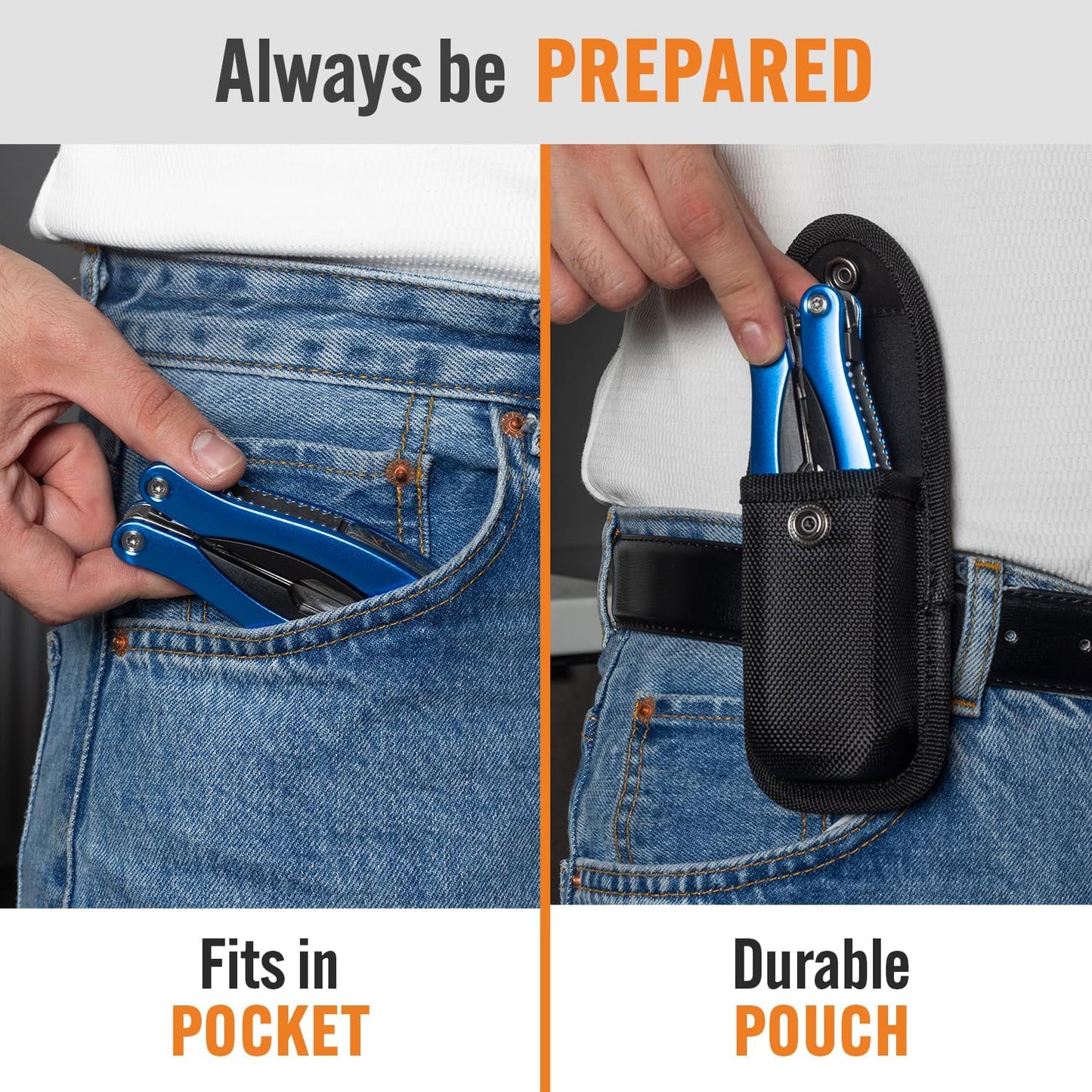15-in-1 Multitool Pocket Knife, Multipurpose Stainless Steel All In One Tool for Camping Hiking Survival Travel Home - Portable Heavy Duty Folding Utility Multi Tool with Self-Locking