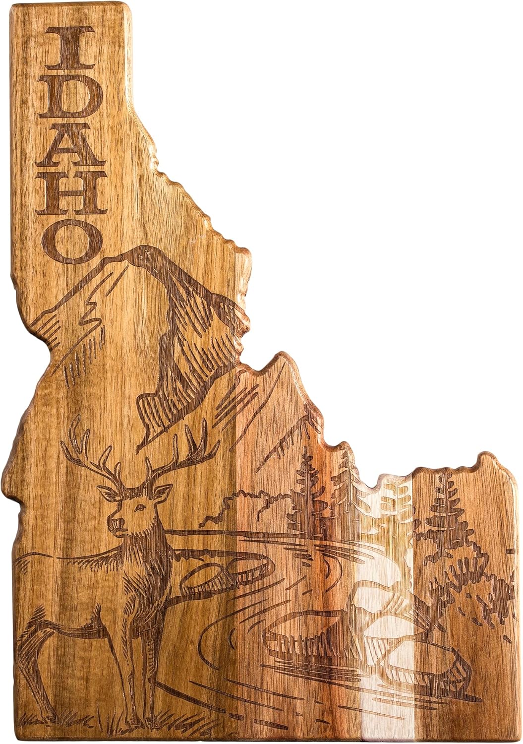 Totally Bamboo Rock & Branch Origins Series New York State Shaped Cutting Board and Charcuterie Serving Tray, Includes Hang Tie for Wall Display