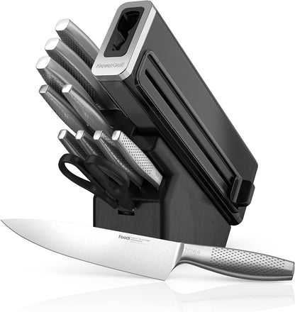 Ninja K32017 Foodi NeverDull Premium Knife System, 17 Piece Knife Block Set with Built-in Sharpener, German Stainless Steel Knives, Black