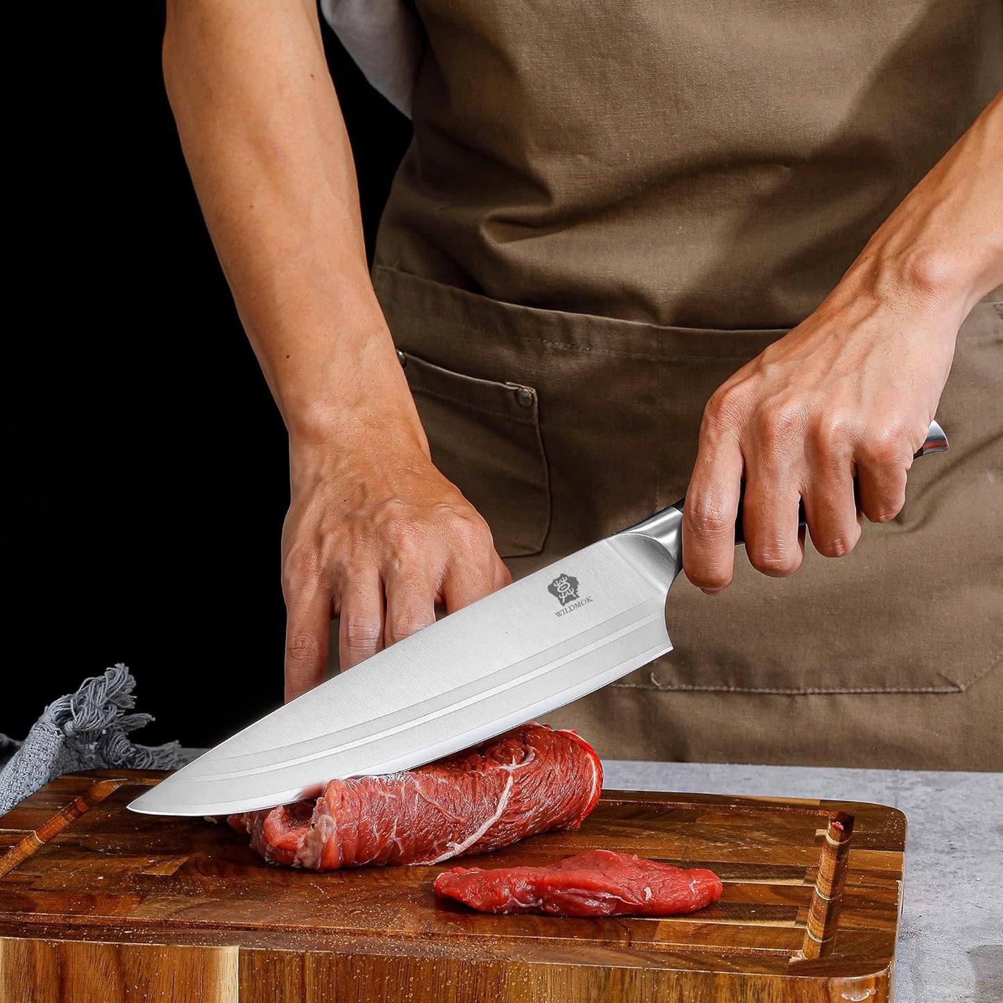 WILDMOK Meat Cleaver Knife 7.8 Inch, Ultra Sharp Chinese Chef's Knives - Kitchen Chopping Knife, German Steel & Ergonomic Handle for Meat Cutting Vegetable Slicing