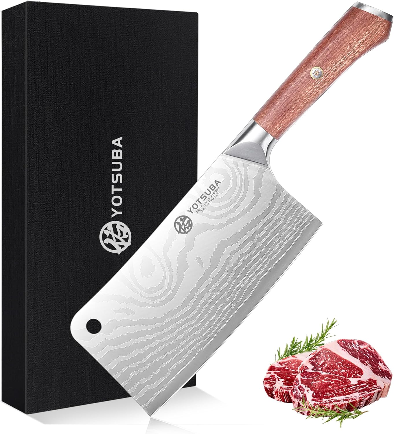 YOTSUBA Carving Knife and Fork Set, Meat Cutting Knife, Razor-Sharp German Stainless Steel Knives Fork Set with Ergonomic Wood Handle, Slicing Knives for Meats, BBQ & Vegetables