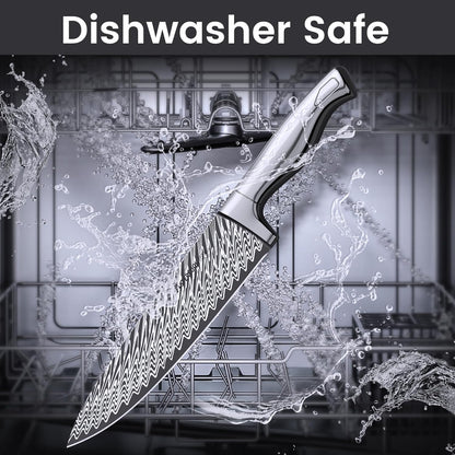 Knife Set, Astercook 21 Pieces Kitchen Knife Set with Built-in Sharpener, German Stainless Steel Knife Block Set, Razor-Sharp Knives with Full-tang Handle, Dishwasher Safe, Silver