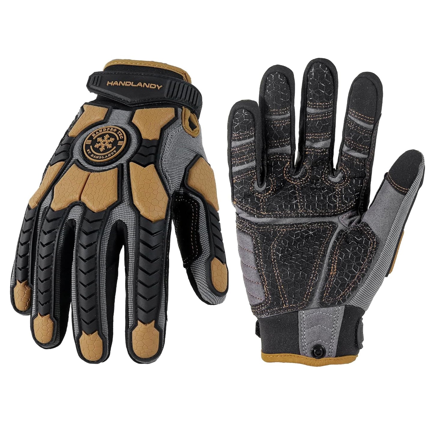 HANDLANDY Winter Cut Resistant Impact Resistant Work Gloves for Men, Padded Palm Grip Heavy Duty Working Glove (Medium, Yellow)