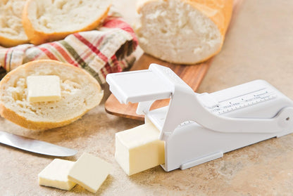KitchenArt Buttermate Butter Cutter Slicer, Butter Measuring Dispenser and Keeper, White