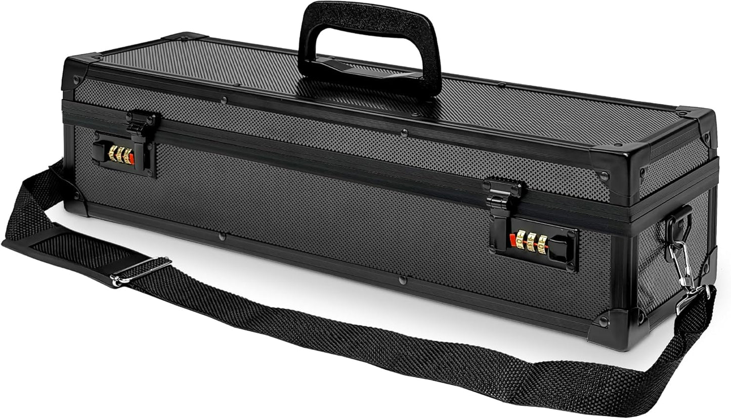 Chef’s Knife Case Aluminum Hard Case with Dual Combination Locks Cultery Carrier Portable Knife Organizer Block Holders Protectors With 8 Slots Can Hold Home Black