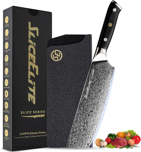 SliceElite Slice Series 8 Inch Carving Knife High Carbon German Stainless Steel Pakkawood Handle Brisket Slicer Chopper BBQ Chef Sharp Fruit Vegetable Butcher Kitchen Cutting Meat Tool Gift Precision