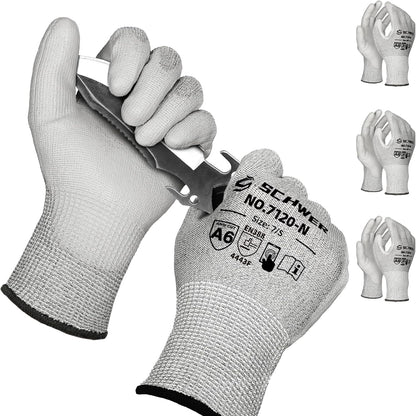 Schwer 3 Pairs Cut Resistant Gloves ANSI A6/A7 (Send Randomly) CR7120 Cut Proof Work Gloves, Touchscreen, for Men and Women Used for Woodworking, Glass Cutting, Construction, Car Repair, XS
