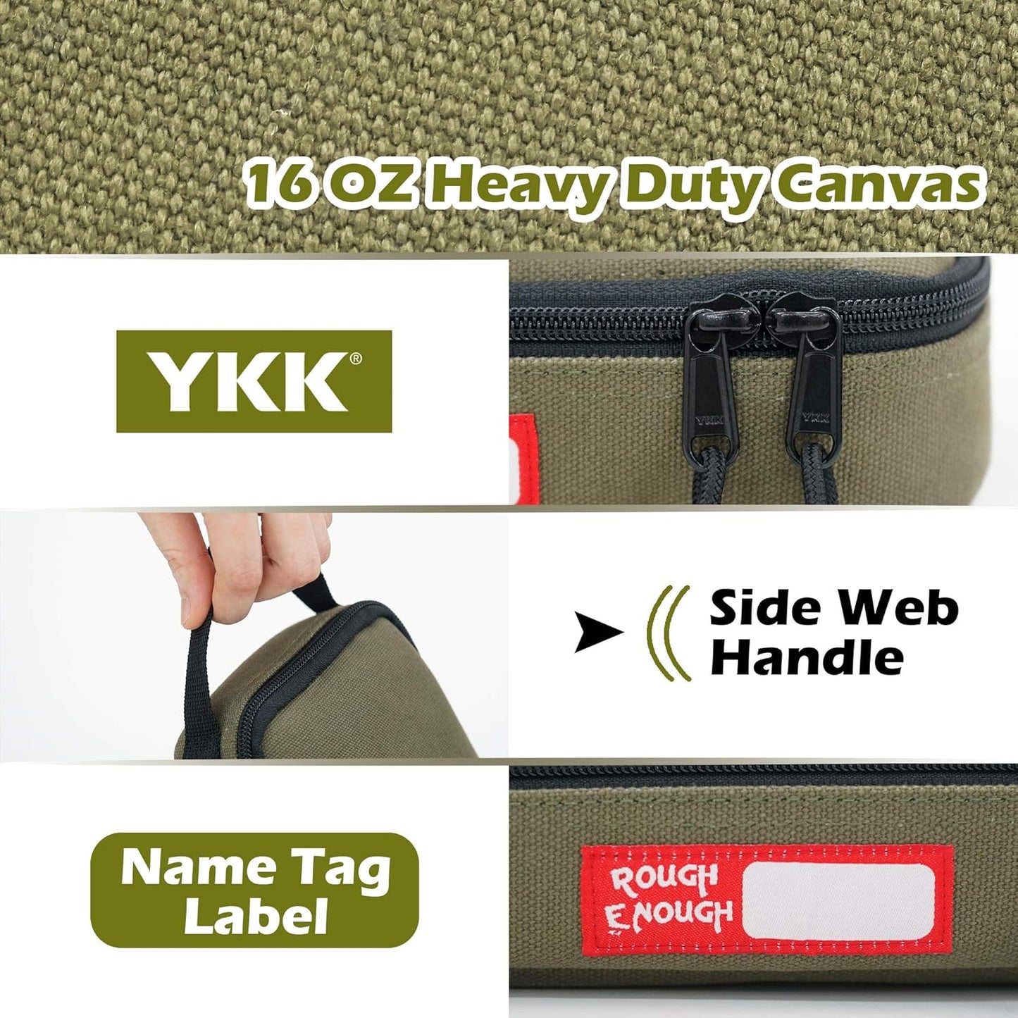 Rough Enough Small Tool Bag Pouch Box EDC Organizer Storage Case for Accessories with Zipper Portable Handle