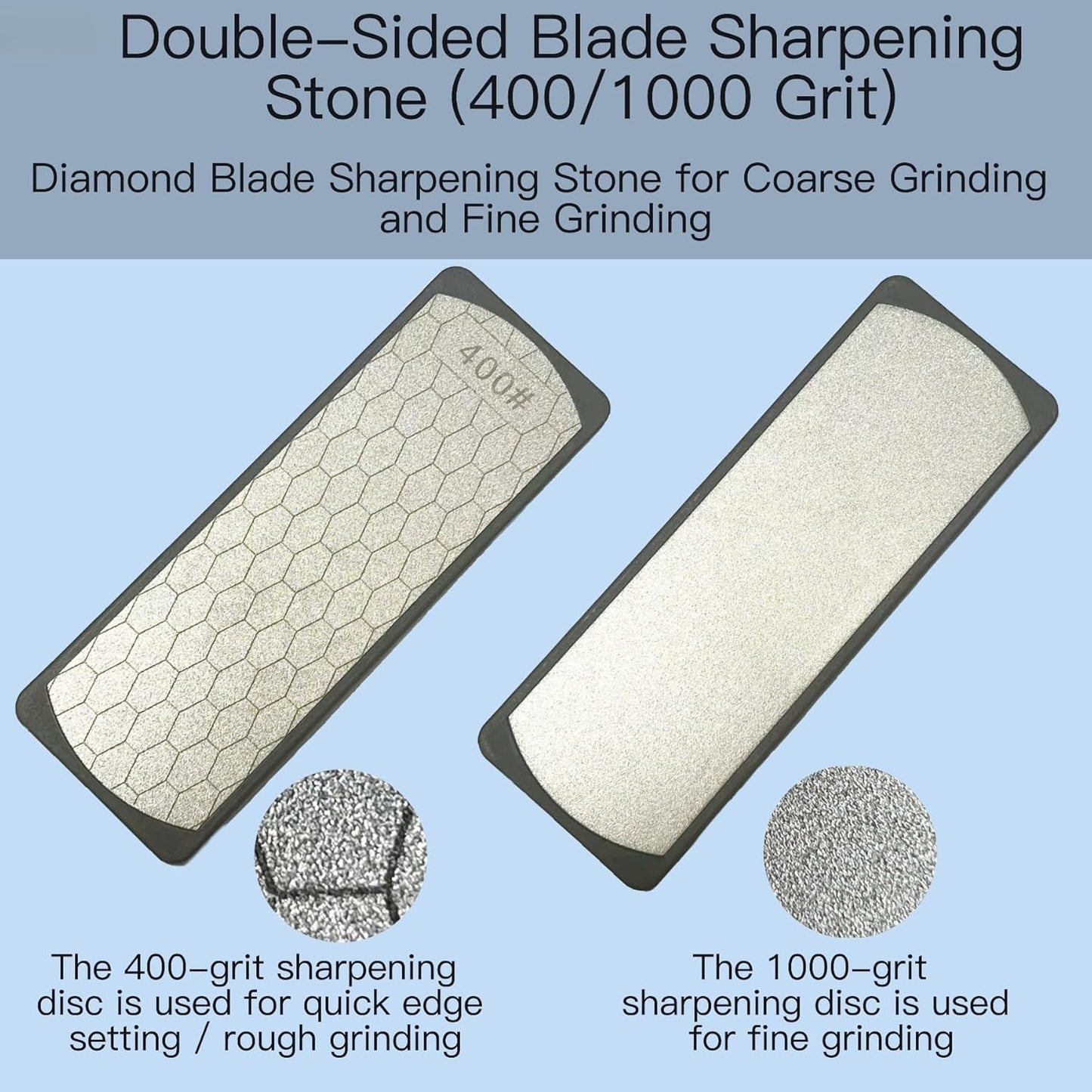 DAMILA Diamond Whetstone Set 400/1000/3000 Grit, 3-Stage Knife Sharpening Stone Kit with Non-Slip Base & Angle Guide for Kitchen Knives, Pocket Knives, Scissors and Tools