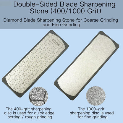 DAMILA Diamond Whetstone Set 400/1000/3000 Grit, 3-Stage Knife Sharpening Stone Kit with Non-Slip Base & Angle Guide for Kitchen Knives, Pocket Knives, Scissors and Tools
