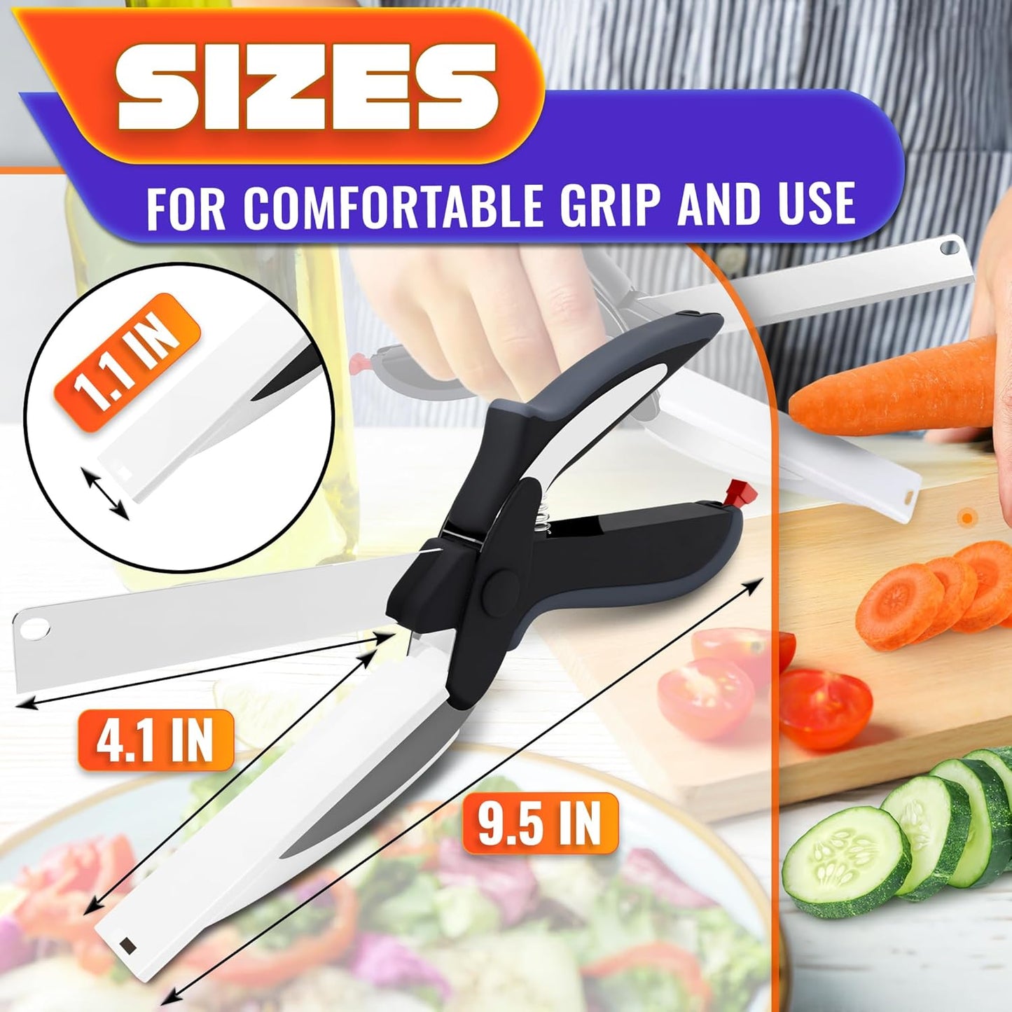 Stainless Steel Poultry Shears – Heavy Duty Kitchen Shears for Food with Hardened Blades, One-Hand Safety Lock, Spring Mechanism, Dishwasher Safe – Chicken, Meat Cutting, Turkey, Fish, and Vegetables