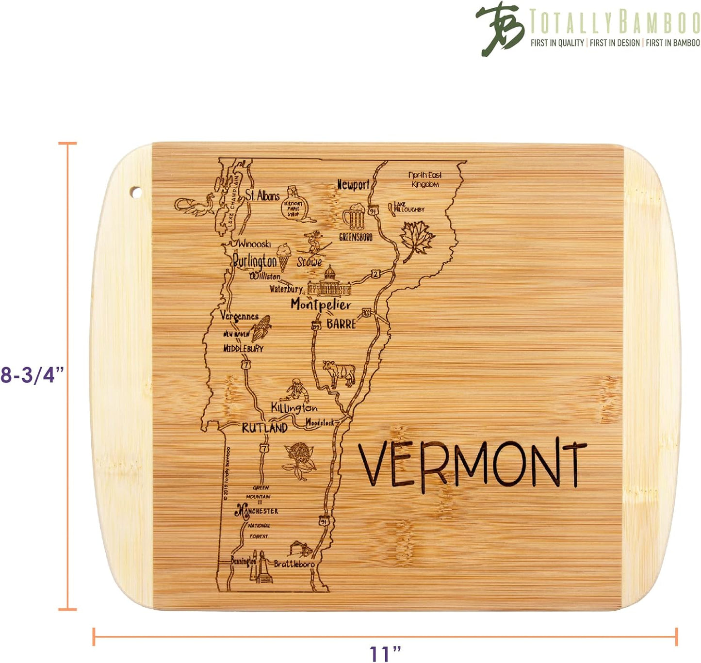 Totally Bamboo A Slice of Life New Jersey State Serving and Cutting Board, 11" x 8.75" - Colors B
