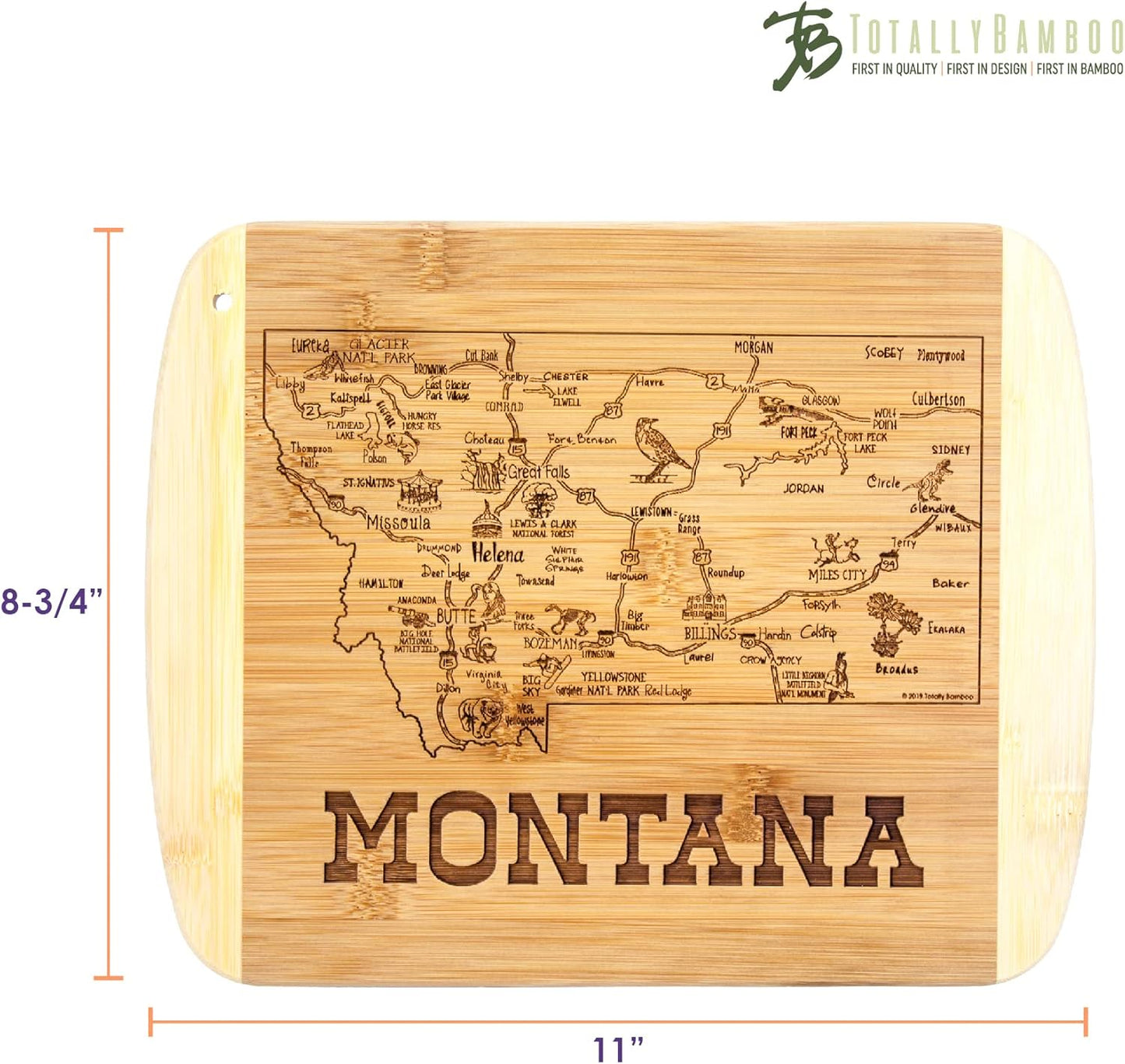 Totally Bamboo A Slice of Life New Jersey State Serving and Cutting Board, 11" x 8.75" - Colors B