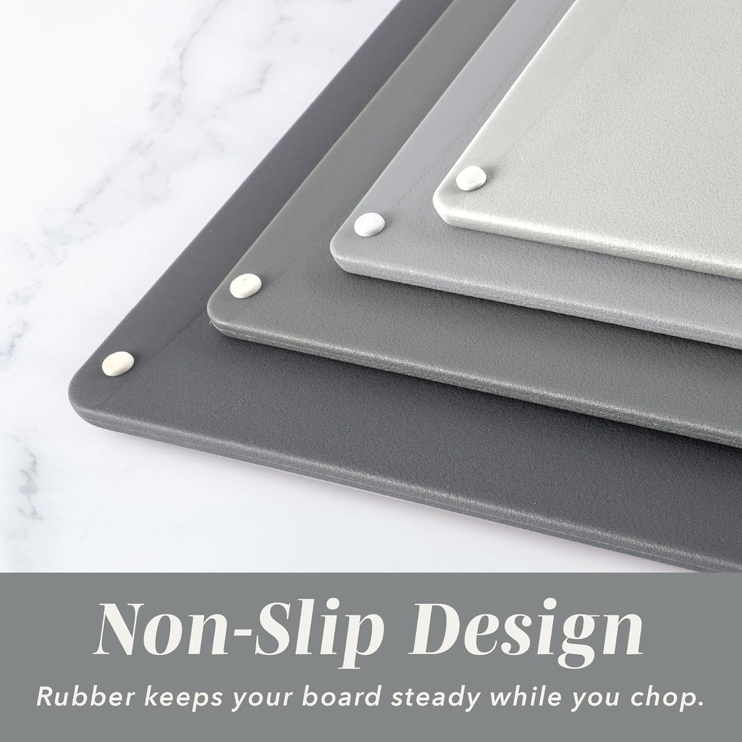 COOK WITH COLOR Non-Slip Cutting Board Set – Kitchen Essentials with Easy Grip Handle for Meat, Veggies, and Fruits, 4 Cutting Boards, Brown