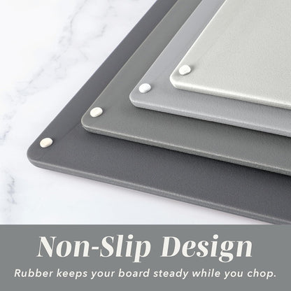 COOK WITH COLOR Non-Slip Cutting Board Set – Kitchen Essentials with Easy Grip Handle for Meat, Veggies, and Fruits, 4 Cutting Boards, Brown