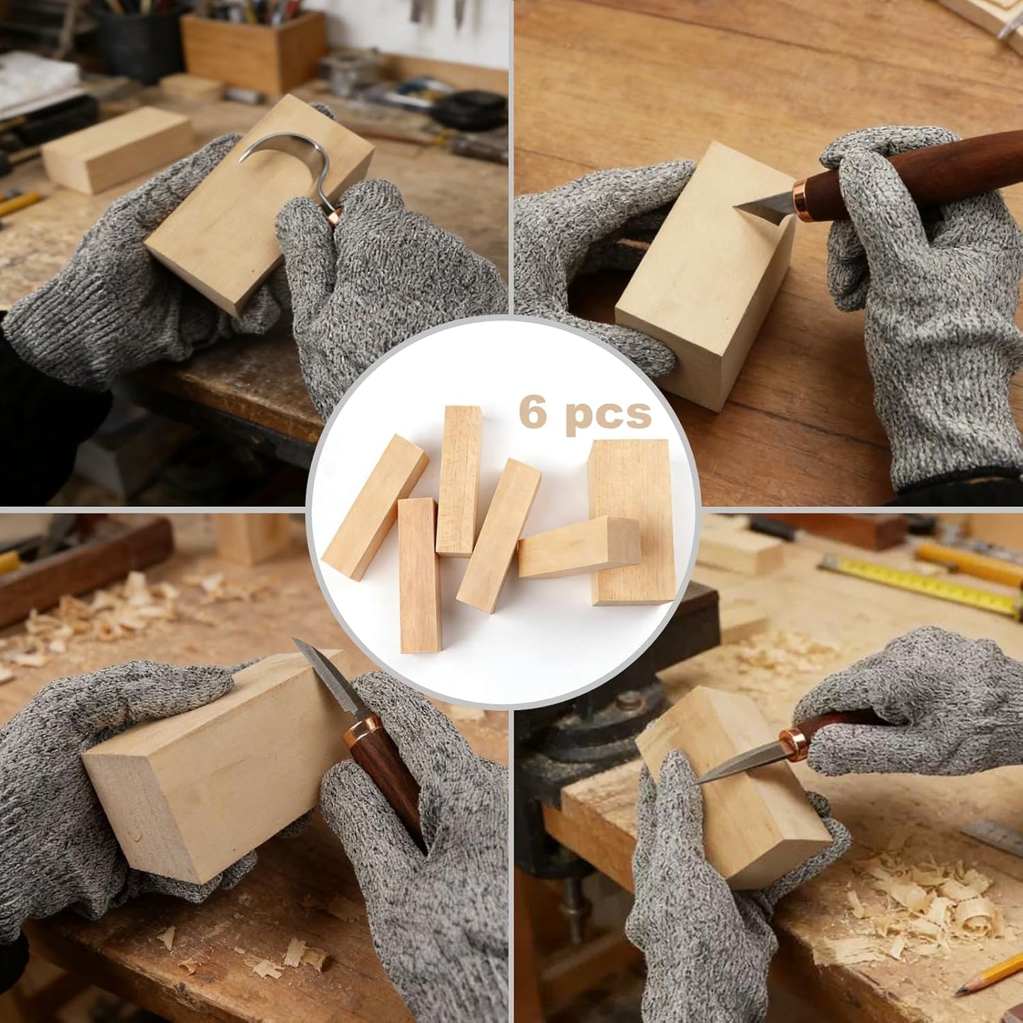 21-Piece Wood Carving Tools Kit - Complete Whittling Set with Detail Knives, Hook Knives, Sharpening Stone, Basswood Blocks & Cut Resistant Gloves for Beginner & Advanced Wood