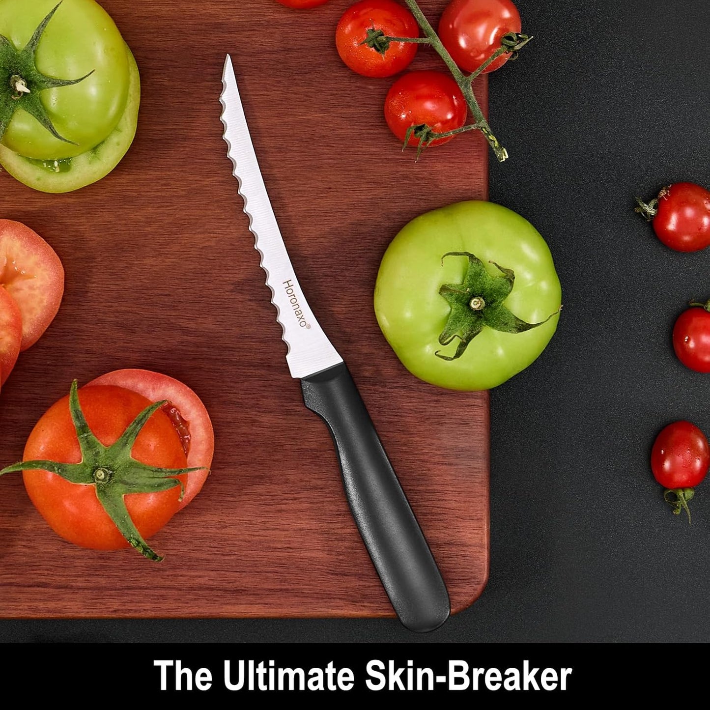 Tomato Slicer, Tomato Knives 2-Piece Serrated Tomato Knife with 6 inch High Carbon Stainless Steel Blade, Ergonomic Handle for Fruits and Vegetables