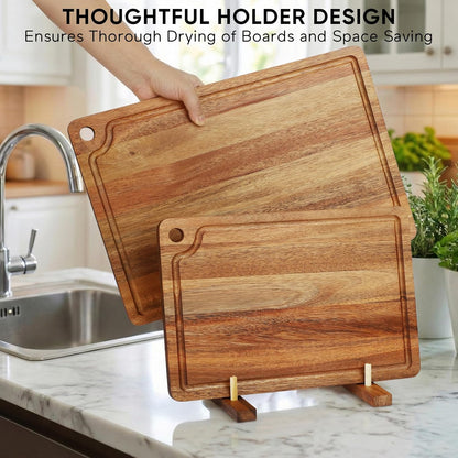 Acacia Wood Small Cutting Board for Kitchen, 10x7 Inch Mini Chopping Bar Board with Juice Groove & Hanging Hole, Thickened Portable Cheese Board for Camping,BBQ, Dorm, RV and Small Spaces
