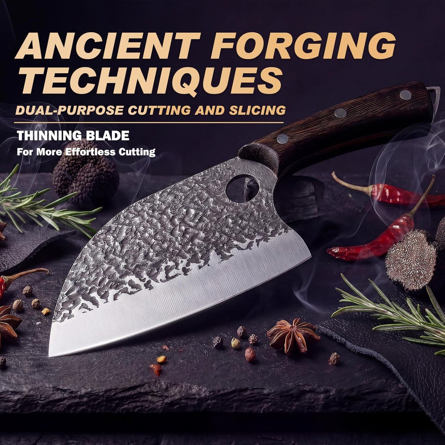 Butcher Knife, Hand Forged Serbian Chef Knife & Meat Cleaver & Viking Knife, Food Cutting Kitchen Knife for Home, Outdoor Cooking, Camping BBQ Gift for Men