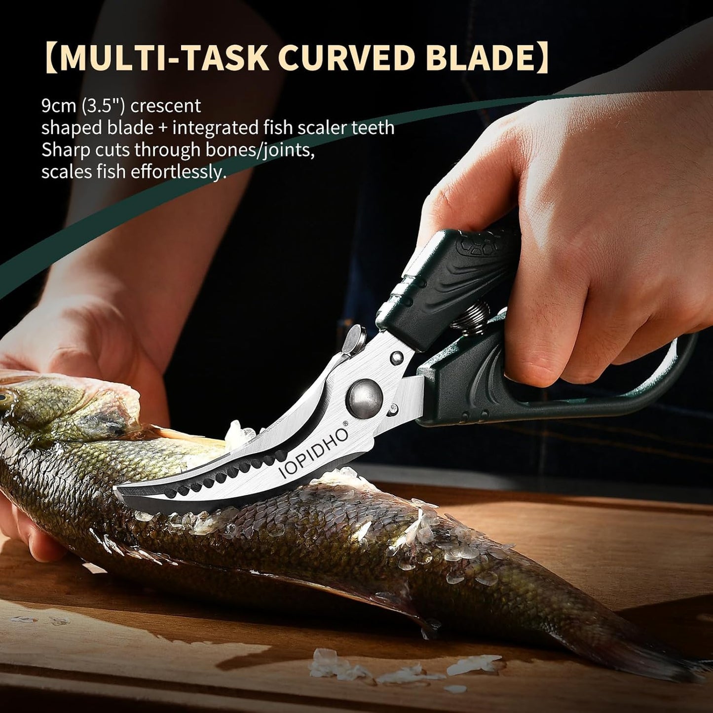 Heavy Duty Poultry Shears, Kitchen Shears with Non-Slip Handle & Safety Lock, All Purpose Kitchen Scissors for Chicken, Meat Cutting, Turkey, Fish, Vegetables, Spring Loaded, Dishwasher Safe