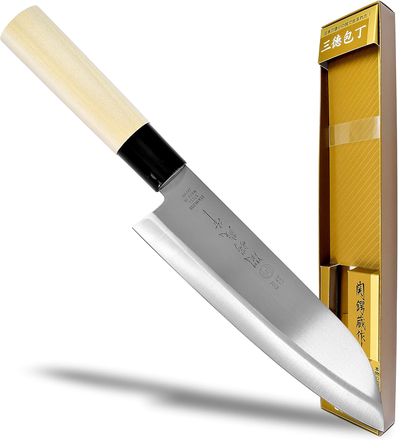 Seki Japan TSUBAZO Japanese Vegetable Kitchen Knife, Stainless Steel Nakiri Knife, Shiraki Handle, 170 mm (6.7 in)