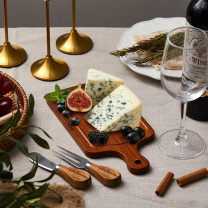1 Set Bridal Baby Shower Cheese Prizes Wooden Square Board Gift Set Knives Forks Thank You Tags with Box for Guests for Valentines Bridal Baby Shower Housewarming Gifts (Acacia Color)