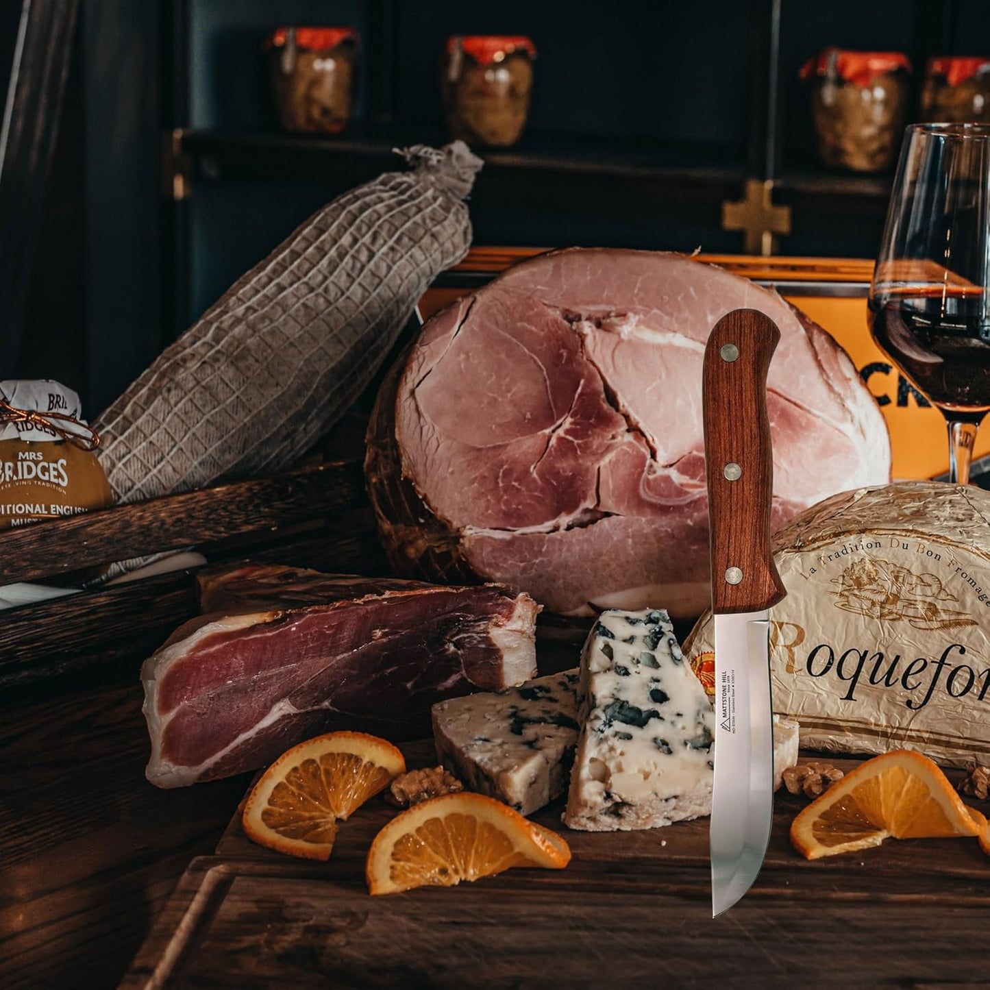 Kitchen Utility Knife 5 Inch - MATTSTONE HILL Charcuterie Knife, Carving Tools, Sausage Knife, Meat Knives, High Carbon Steel, Wood Handle