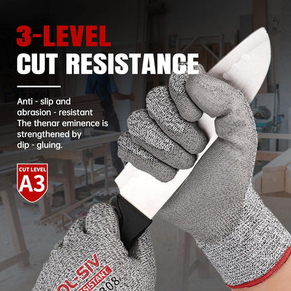 ANSI A9 Cut Resistant Gloves,Cut Resistant Work Gloves,Cut Proof Gloves Nitrile Coated For Metal Fabrication,Woodworking, Construction,Touch Screen,Large