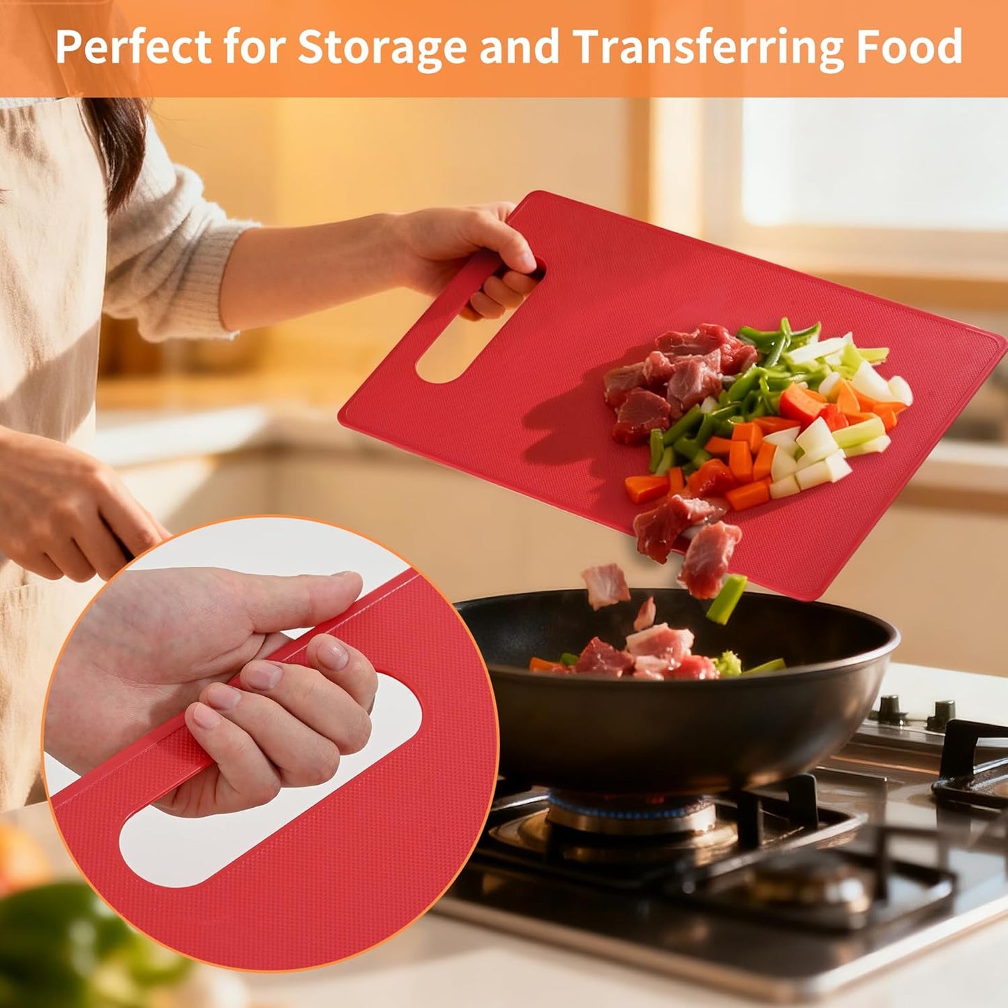 Luckyiren Premium Plastic Cutting Board Set – 3-Pack BPA-Free, Reversible, Easy to Clean, Durable and Lightweight – Ideal for Meat, Vegetables, and Seafood – 14 x 10 inch, Kitchen Essential