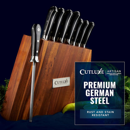 Cutluxe Chef Knife Set, 7 PCS Professional Chef's Knife Set – Razor Sharp German Steel, Full Tang, Ergonomic Handles – Artisan Series