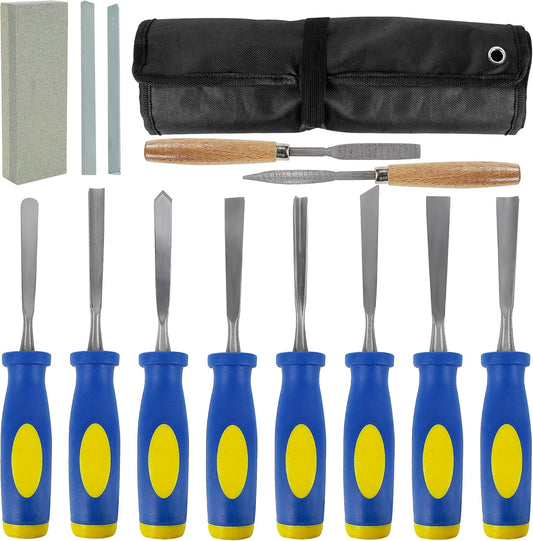 Lulu Home Wood Carving Tools, 16PCS Professional Carving Knife Tool Set for Woodworking Premium Wood Handle with Chisel Gouge Whetstones